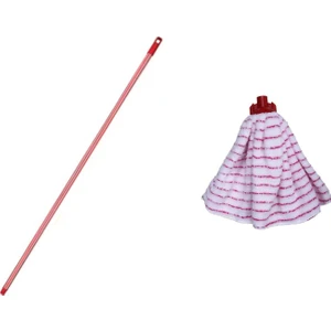 Yedek Islak Temizlik Kovası Mop Takımı Seti - Tesa Havlu Mop + Metal Çizgili Vidalı Sap - 1 Adet