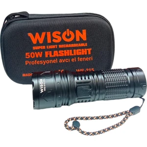 Wison WS-315 Profesyonel Şarjlı Avcı El Feneri 50 Watt 9800 Mah Pil, Ultra Güçlü Metal El Feneri