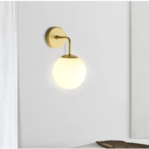 Modern Tasarım Tak Çalıştır Pilli Aplik Eskitme Gold Duvar Pilli Aplik Beyaz Opal Cam