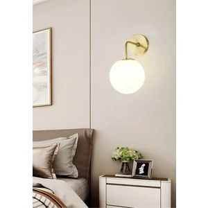 Eskitme Gold Modern Pilli Aplik – Beyaz Opal Cam, E27 Duy, 360° Işık Dağılımı, Tak Çalıştır Kolay Kurulum