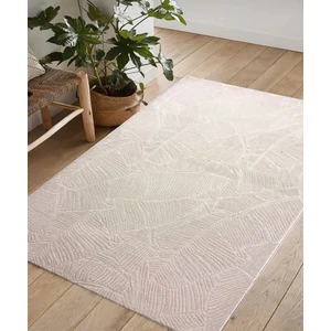 Leaf Kaymaz Taban Rölyef Yapraklı Krem Halı