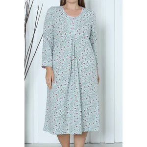 Kadın Tunik Uzun Gecelik Uzun Kollu Büyük Beden Pamuklu Mınt