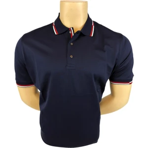 Sabri Özel Erkek T-Shirt Merserize Kısa Kol Polo Yaka Renkli Yaka Biyeli