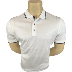 Sabri Özel Erkek T-Shirt Merserize Kısa Kol Polo Yaka Renkli Yaka Biyeli