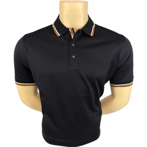 Sabri Özel Erkek T-Shirt Merserize Kısa Kol Polo Yaka Renkli Yaka Biyeli