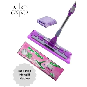 Ahlat Store Mop Mandallı , Kıskaçlı Istediğin Bezi Tak Yer Duvar Cam Silme Mopu (Mikrofiber Yedek Bezli)