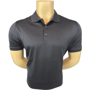 Sabri Özel Erkek T-Shirt Merserize Kısa Kol Polo Yaka Silik Çizgi Desen