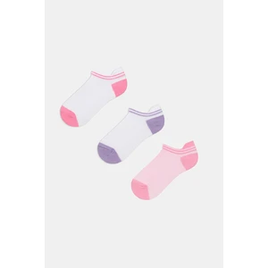 Kız Çocuk Softy Pink 3lü Çok Renkli Patik Çorap