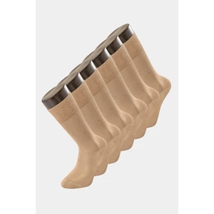 9101 Erkek Bamboo Düz Soket Çorap 6'lı Paket-Bej