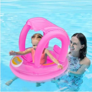 Tenteli Güneş Korumalı Baby Float Oturaklı Bebek Flatörü 72 Cm-Ayak Geçmeli Bebek Yüzme Simidi