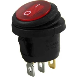IC-131W Yuvarlak 220 Volt Işıklı Su Geçirmez On Off Anahtar 3 Pin Aç Kapa Düğme Buton 24.7 x 35.7 mm