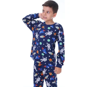 Bunny Hopp 3-8 Yaş Galaxy ve Astronot Baskılı  Pamuk Uzun Kollu Erkek Çocuk Pijama Takımı