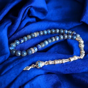 Mga Doğaltaş Lapis Lazulli Tesbih 33'lük Tesbih 8 mm Doğal Taş Tesbih Mdf Özel Kutu Doğal Taş