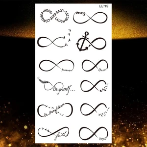 Gerçekci Çoklu Sonsuzluk Işaretli  Sembol ve Yazı Geçici Dövme Tattoo