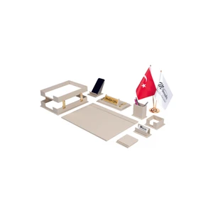 Makro Ofis Liya Sümen Takımı 11 Parça Krem Full Set