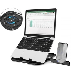 Yükseklik Ayarlı Notebook ve Cep Telefonu Standı, Cep Telefon Tutuculu Laptop Standı