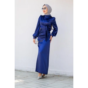 Tesettür Çarşım Nesy Kruvaze Robalı Saten Abiye-Laci