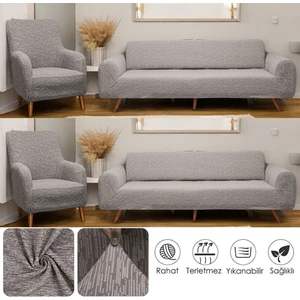 Btf Home Streç Lastikli Jakarlı 3 3 1 1 Koltuk Örtüsü Takımı| Kanepe Kılıfı| Çekyat Örtüsü| Koltuk Kılıfı