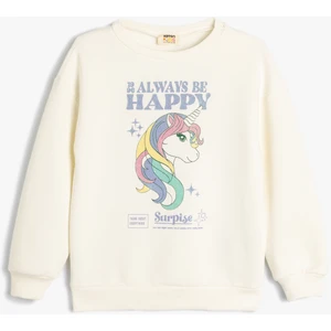 Unicorn Sweatshirt Uzun Kollu Bisiklet Yaka Şardonlu Pamuklu