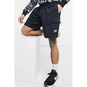 Sportswear Clup Fleece Erkek Siyah Kargo Cepli Şort