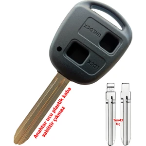 Toyota Hilux Rav4 Land Cruiser Uyumlu TOY43 Uçlu Logolu Kumanda Anahtar Kabı Oto Anahtarlık 2 Tuş