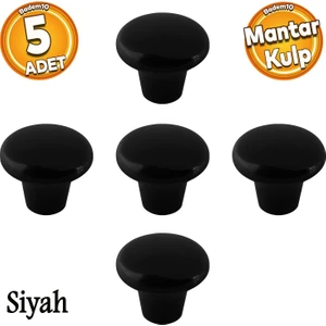 Mantar Düğme Sert Plastik Kulp Siyah Dolap Mobilya Mutfak Dolabı Çekmece Kapak Kulbu 5 Adet