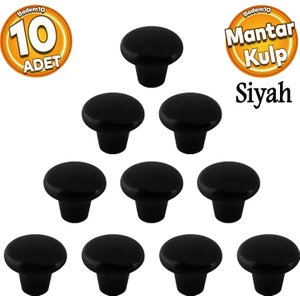 Mantar Düğme Sert Plastik Kulp Siyah Dolap Mobilya Mutfak Dolabı Çekmece Kapak Kulbu 10 Adet