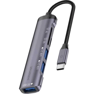 PGS407 Type-C Uyumlu 5 Çıkışlı Dönüştürücü Çoklayıcı USB 3.0 Hub Gri