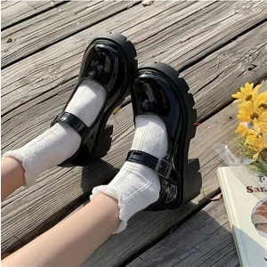 Siyah Rugan Harajuku Tarz Lolita Ayakkabı
