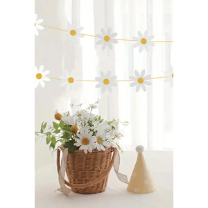 Le Mabelle Beyaz Papatya Dekoratif Parti Banner