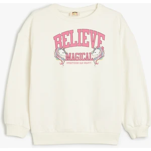 Sweatshirt Unicorn Baskılı Bisiklet Yaka Uzun Kollu