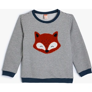 Sweatshirt Peluş Tilki Aplike Detaylı Bisiklet Yaka