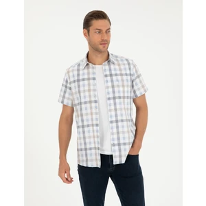 Pierre Cardin Erkek Mavi Regular Fit Kısa Kollu Gömlek 50296038-VR036