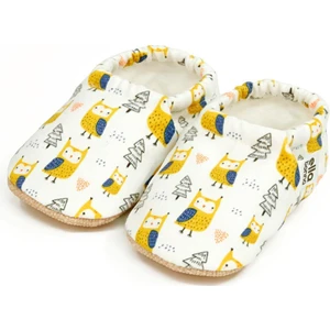 Ella Bonna Desenli Bebek Patiği, Kaydırmaz Taban, Ev Kreş Ayakkabısı Panduf, Kuş Desenli