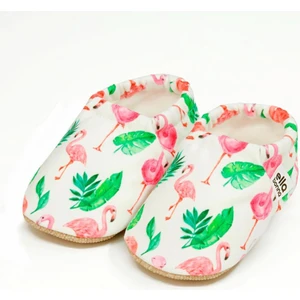 Ella Bonna Desenli Bebek Patiği, Kaydırmaz Taban, Ev Kreş Ayakkabısı Panduf, Flamingo