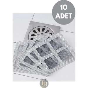 10'lu Yapışkanlı Banyo Lavabo Gider Süzgeci Sineklik Tamir Kiti Kesilebilir Saç Kıl Tüy Toplayıcı