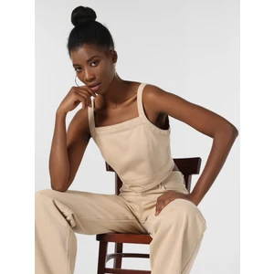 Slim Fit Kare Yaka  Kadın Mavi Kolsuz Gömlek