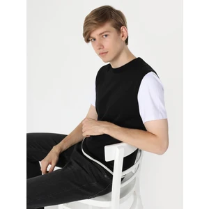 Slim Fit Yuvarlak Yaka Jakarlı Erkek Siyah Kazak