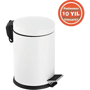 Çelik Banyo 70-213 Paslanmaz Çelik 3 Litre Pedallı Banyo Çöp Kovası Beyaz
