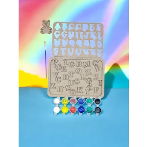 Sharp & Art Sharp&art Ahşap Puzzle Alfabe ve Rakamlar Boyama Seti, Çocuklar Boyayarak Öğrensinler Diye...