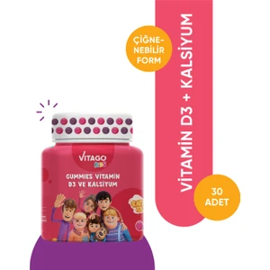 Kids Gummies Vitamin D3, Kalsiyum İçeren Çiğnenebilir Form Takviye Edici Gıda