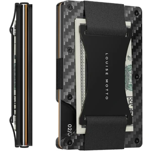 Louise Motto - Cardx - Dark Wave Strap - Karbon Fiber Cüzdan & Kartlık - Para Tutma Klipsi, Rfıd Engelleme (Siyah)