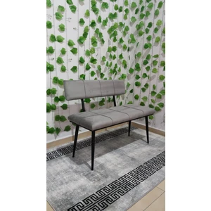Özcan Mobilya Aksesuar Metal Ayaklı Sırtlı Siyah Mutfak Salon Antre Yatak Odası Puf Bank Oturak Bench