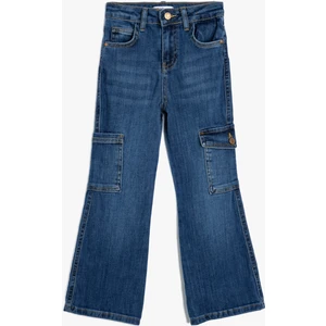 Geniş Paça Kot Pantolon Cepli Pamuklu - Wide Leg Jean