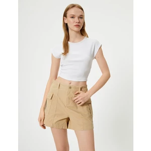 Kargo Şort Cep Detaylı Düğmeli Pamuklu