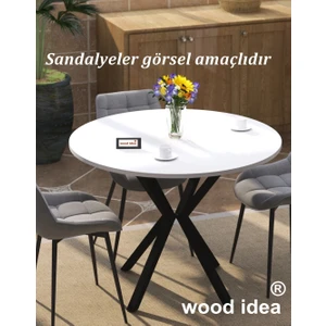 Wood Idea Ahtapot Ayaklı Yuvarlak 90X90 Beyaz Yemek- Salon - Mutfak ve Balkon Masası