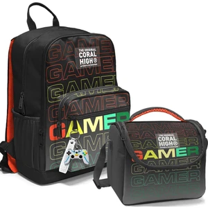 Coral High 2li Set Gamer Desenli Okul Çantası Beslenme 23640