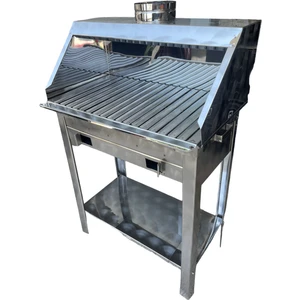 Paslanmaz Kömürlü Mangal 35 x 60 cm Bacalı Barbekü