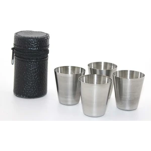 Hediye Sandalı Deri Kılıflı 4'lü Shot Bardak Seti ALK2667