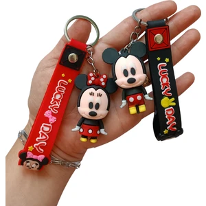 Sevimli Minnie ve Mickey Mouse Ikili Anahtarlık ve Çanta Süsü
